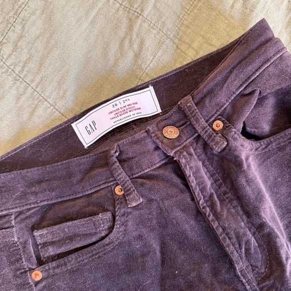 GAP | women's W26 dark brown vintage slim mid rise corduroy high rise pants - Picture 3 of 6